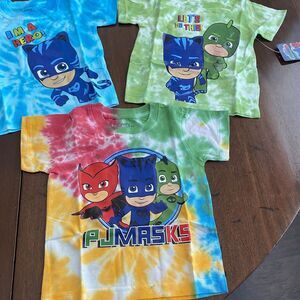 PJ Masks T-Shirt Boys 2T Multi Color Tie Dye Catboy Owlette‎ and Gekko Pack of 3